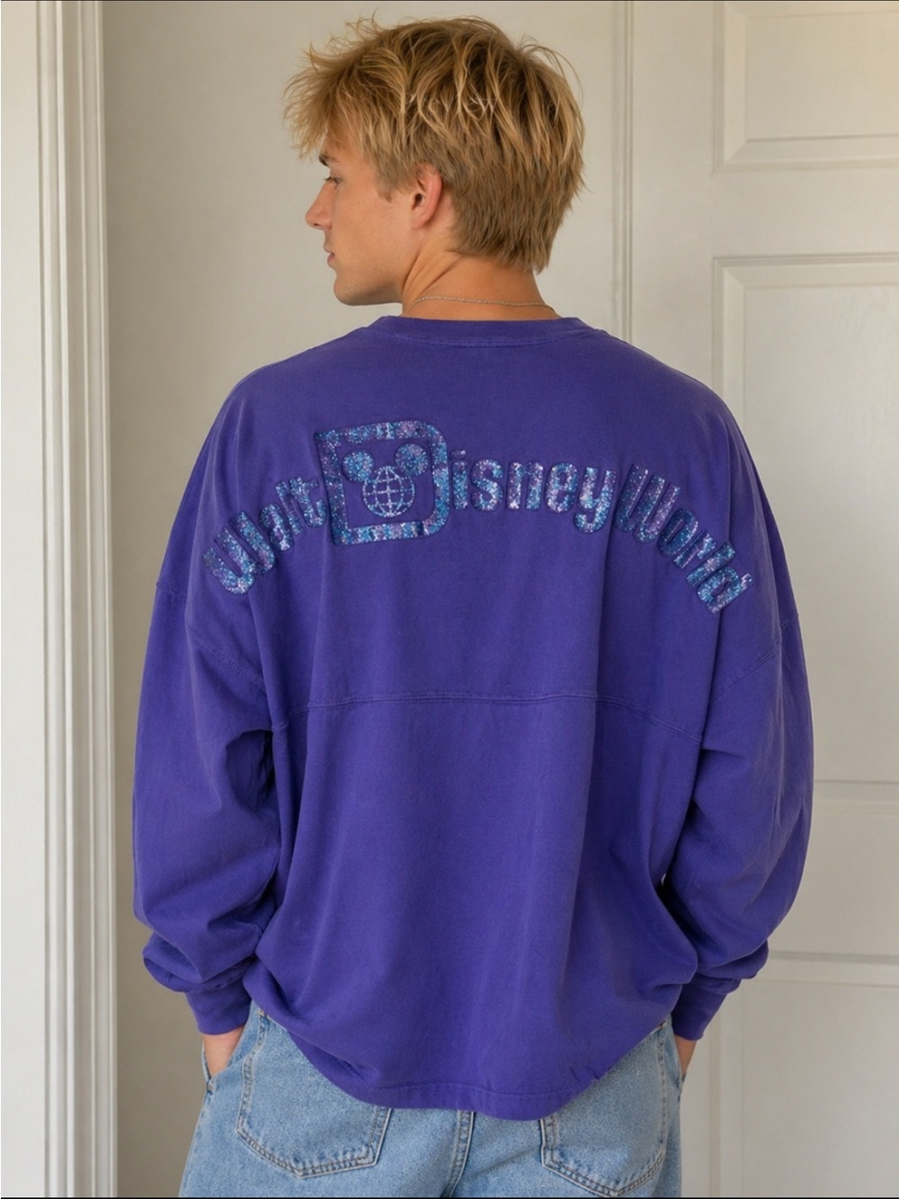 Walt Disney World Spirit Jersey Purple Glitter Sweatshirt Size M 54412 - Picture 2 of 15